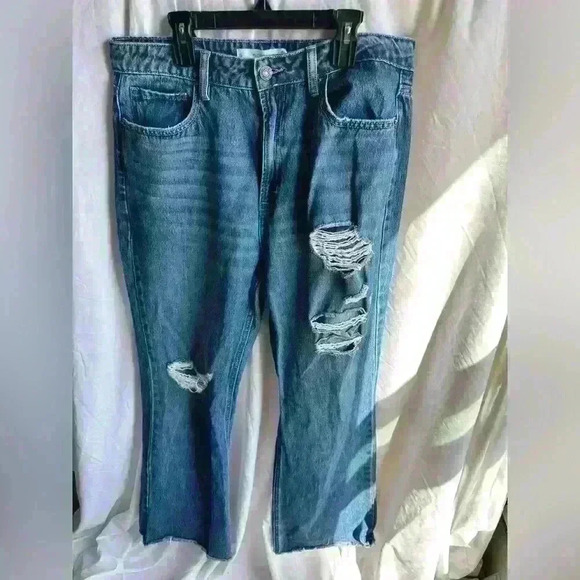 Hidden Distressed Baggy Wide Leg High Waisted Jeans Size 30 - Picture 1 of 3